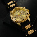 Kit Golden - Relógio Invicta Premium + Pulseira + Corrente Banhados a Ouro